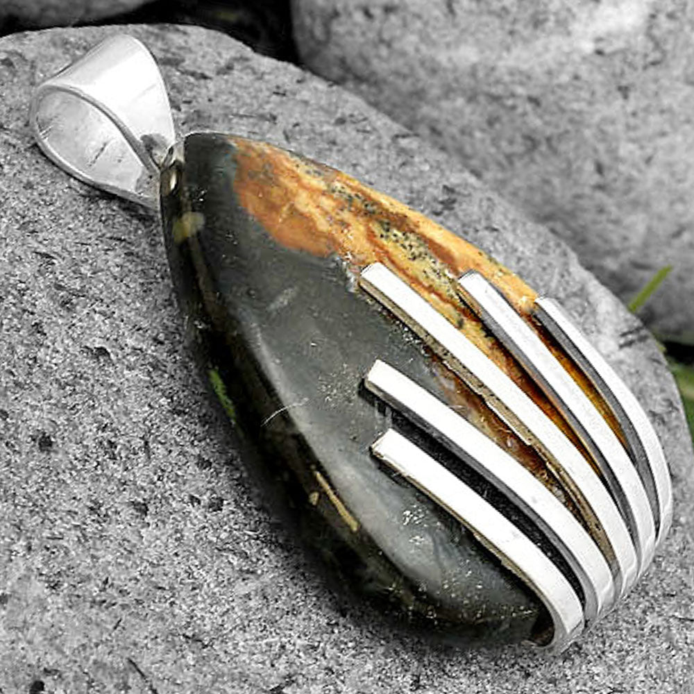 Natural Black Root Plume Agate Pendant P-1559 SDP135512