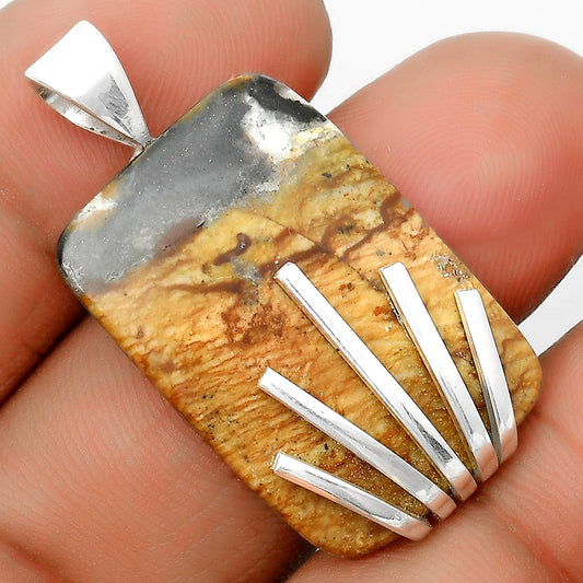 Natural Black Root Plume Agate Pendant P-1559 SDP135522