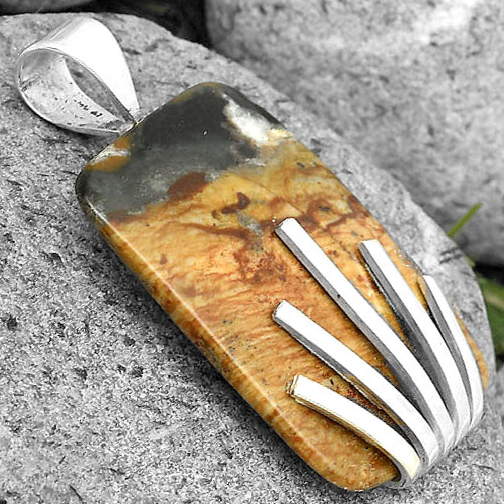 Natural Black Root Plume Agate Pendant P-1559 SDP135522