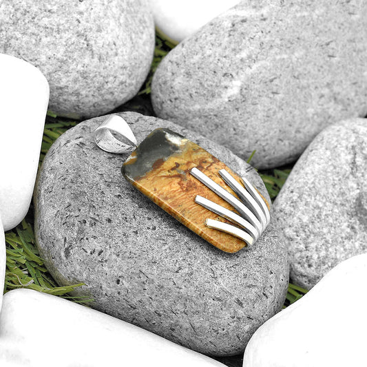 Natural Black Root Plume Agate Pendant P-1559 SDP135522