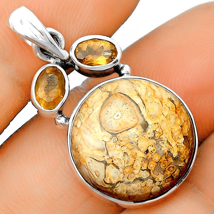 Natural Rock Calcy & Citrine Pendant P-1083 SDP135570