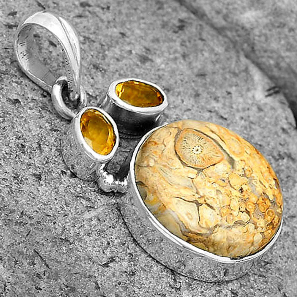 Natural Rock Calcy & Citrine Pendant P-1083 SDP135570