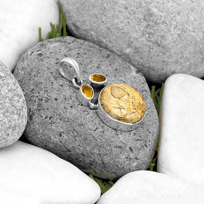 Natural Rock Calcy & Citrine Pendant P-1083 SDP135570