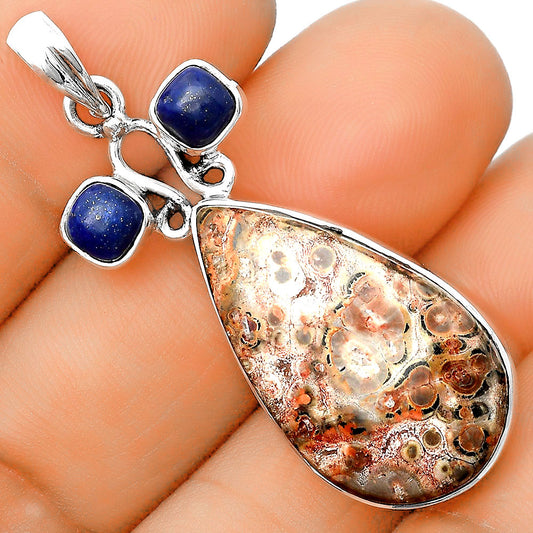 Leopard Skin Jasper & Lapis Lazuli Pendant P-1083 SDP135587