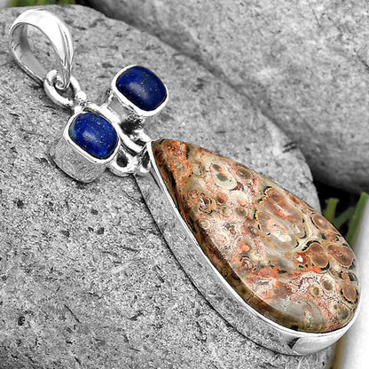 Leopard Skin Jasper & Lapis Lazuli Pendant P-1083 SDP135587