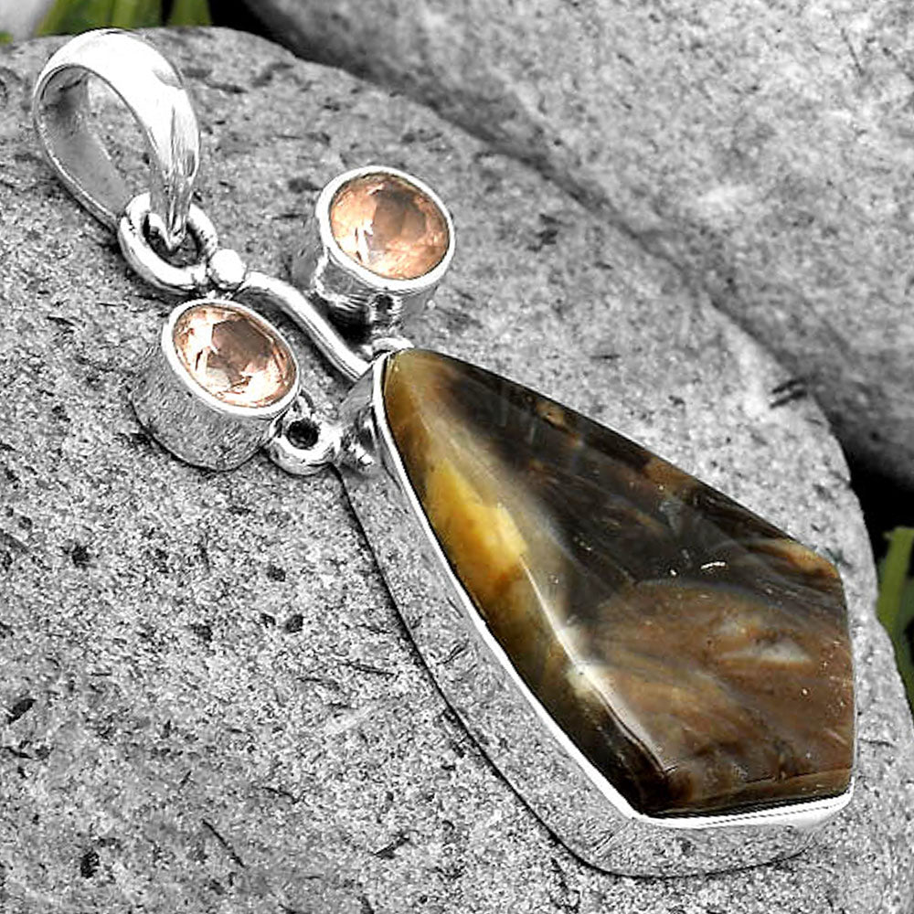 Natural Bat Cave Jasper & Morganite Pendant P-1083 SDP135589