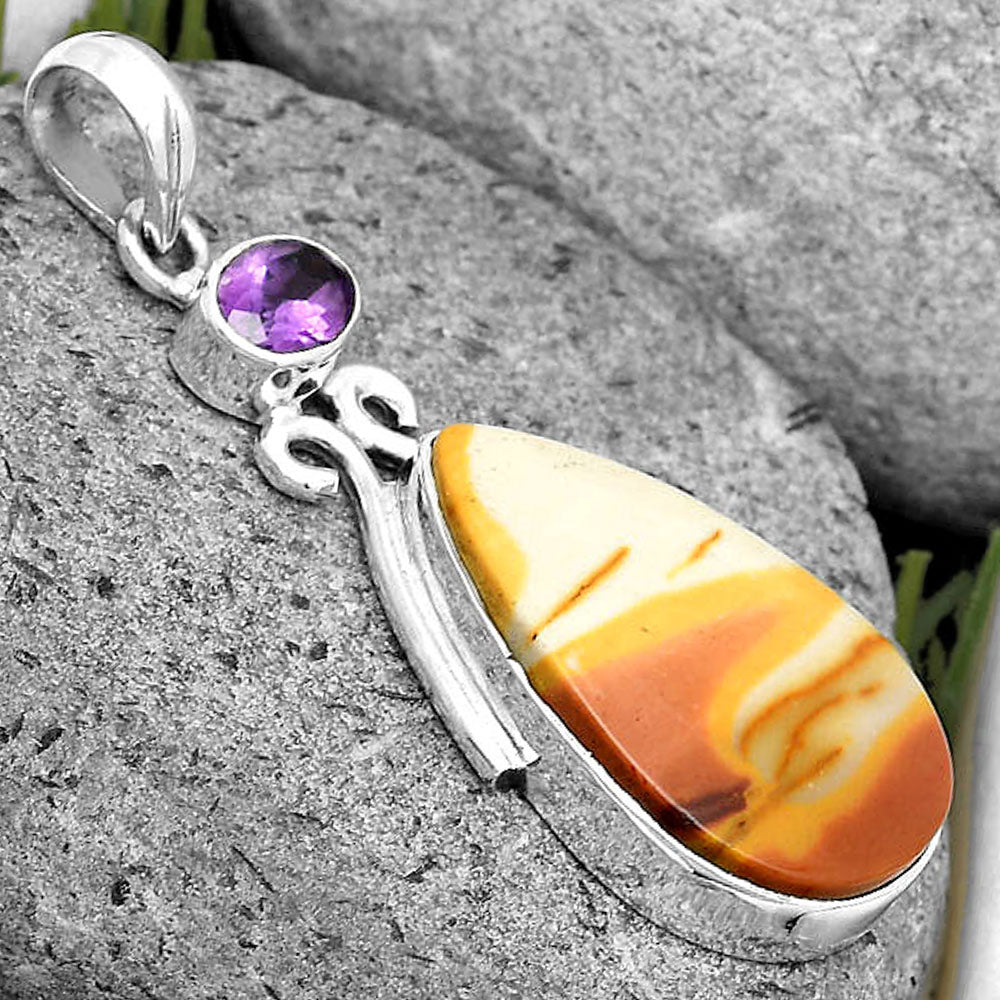 Natural Red Mookaite & Amethyst Pendant P-1077 SDP135596