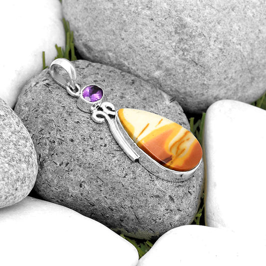 Natural Red Mookaite & Amethyst Pendant P-1077 SDP135596