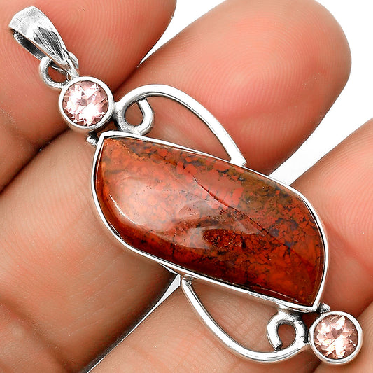Natural Red Moss Agate & Morganite Pendant P-1061 SDP135605