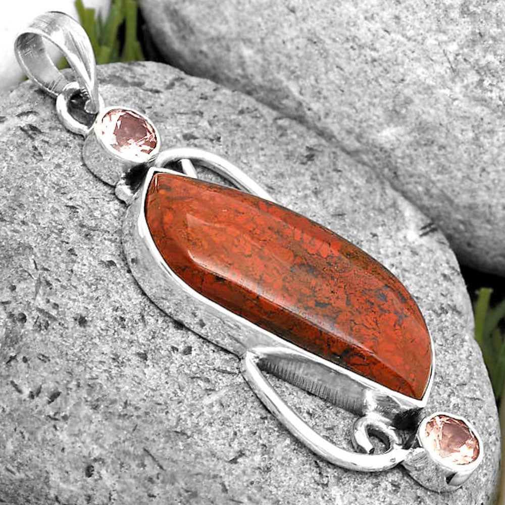 Natural Red Moss Agate & Morganite Pendant P-1061 SDP135605