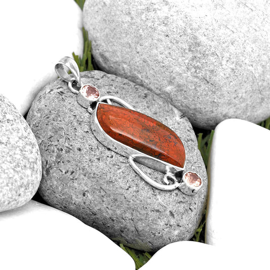 Natural Red Moss Agate & Morganite Pendant P-1061 SDP135605