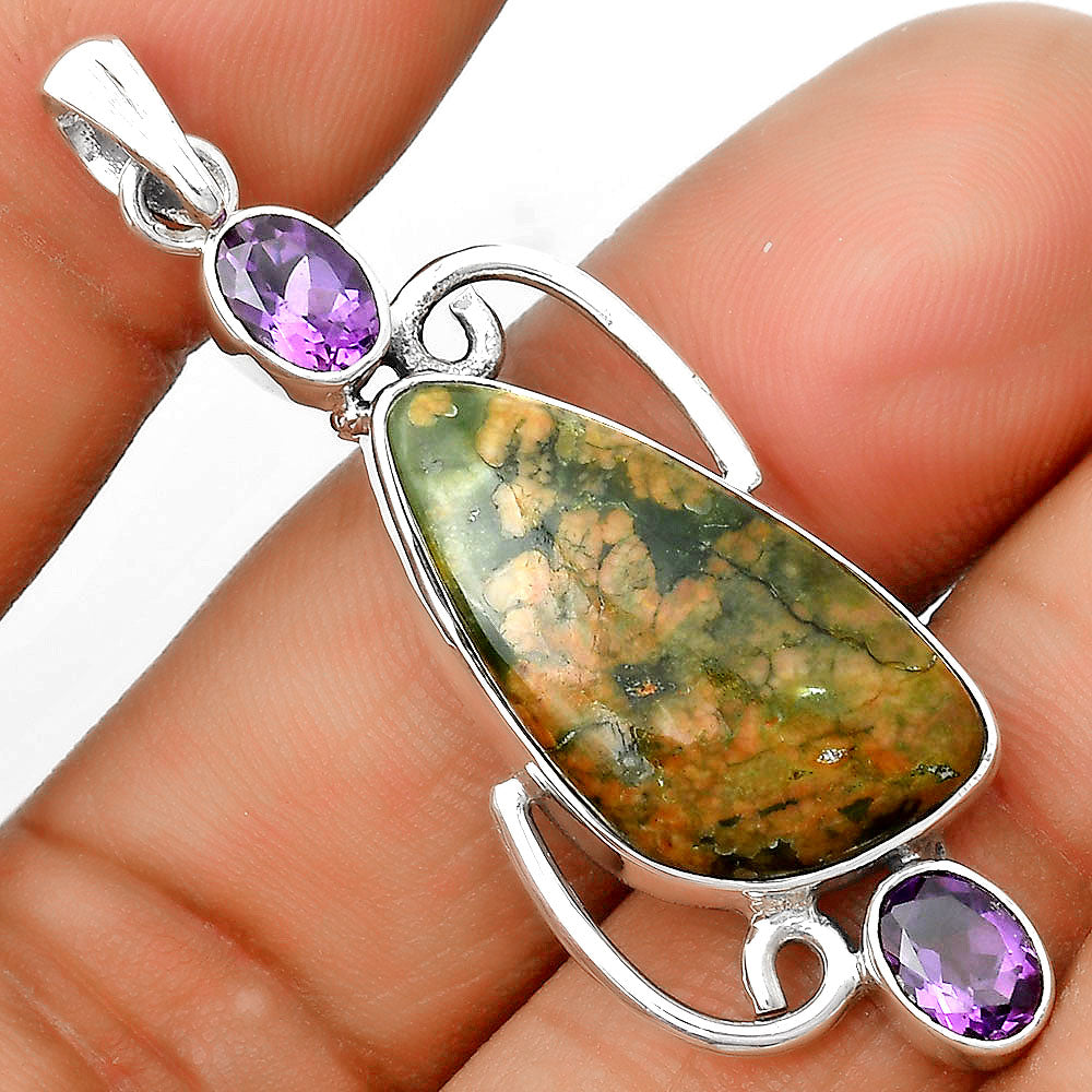Ocean Jasper - Madagascar & Amethyst Pendant P-1061 SDP135610