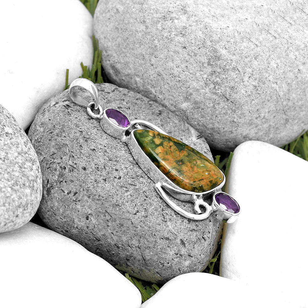 Ocean Jasper - Madagascar & Amethyst Pendant P-1061 SDP135610