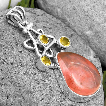 Watermelon Cherry Quartz & Citrine Pendant P-1095 SDP135648