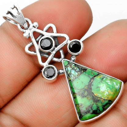 Green Matrix Turquoise & Black Onyx Pendant P-1095 SDP135649