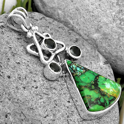 Green Matrix Turquoise & Black Onyx Pendant P-1095 SDP135649