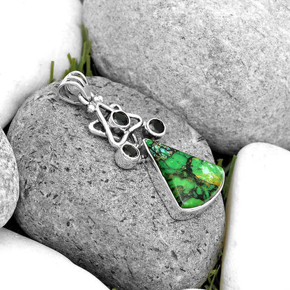 Green Matrix Turquoise & Black Onyx Pendant P-1095 SDP135649