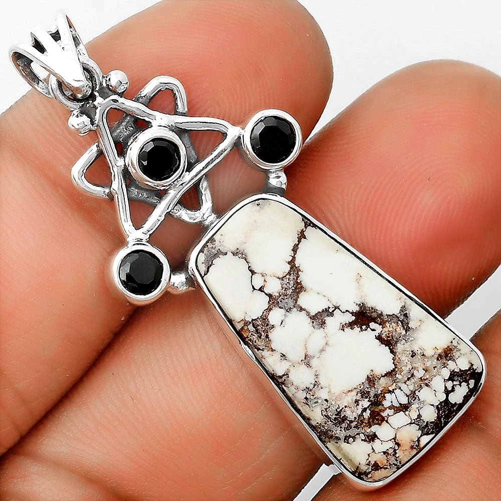 Natural Wild Horse Jasper & Black Onyx Pendant P-1095 SDP135655