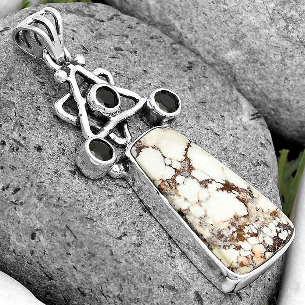 Natural Wild Horse Jasper & Black Onyx Pendant P-1095 SDP135655