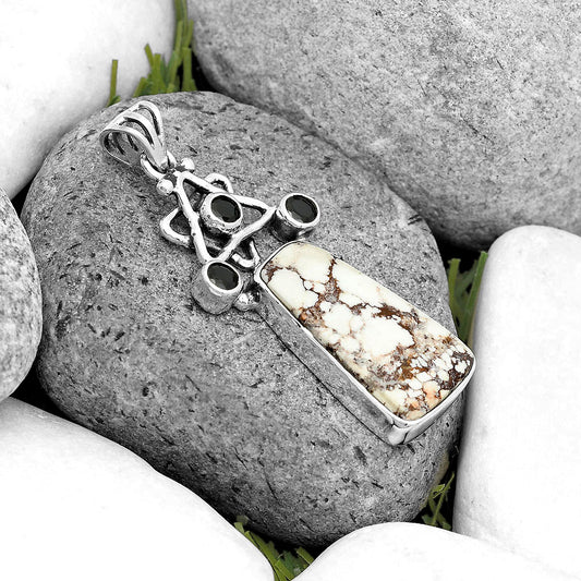 Natural Wild Horse Jasper & Black Onyx Pendant P-1095 SDP135655