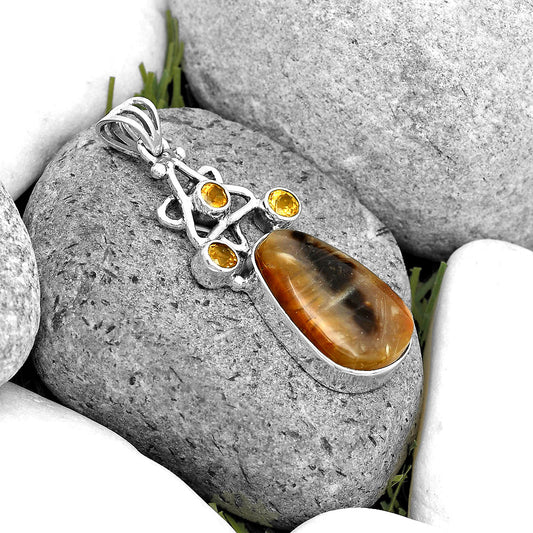 Natural Bat Cave Jasper & Citrine Pendant P-1095 SDP135658