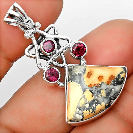 Natural Maligano Jasper & Purple Garnet Pendant P-1095 SDP135660