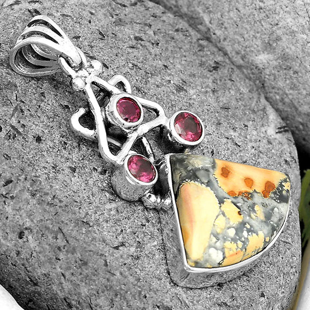Natural Maligano Jasper & Purple Garnet Pendant P-1095 SDP135660