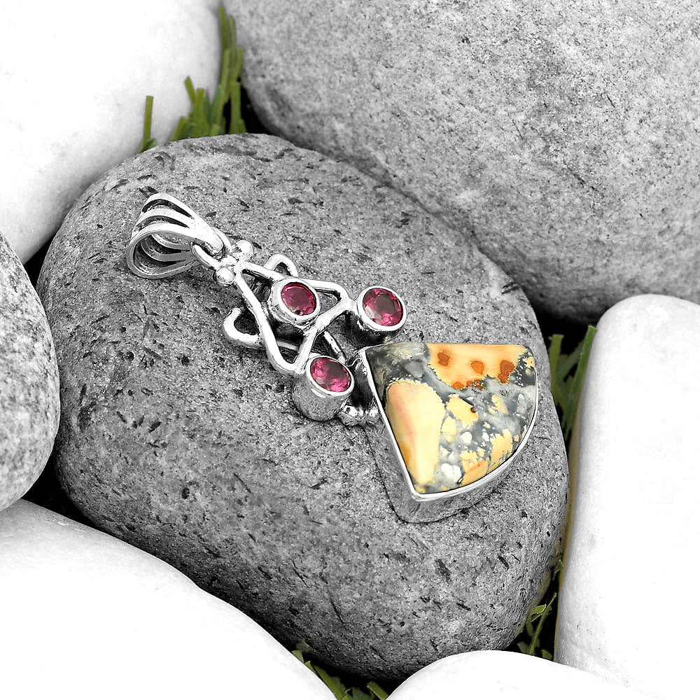 Natural Maligano Jasper & Purple Garnet Pendant P-1095 SDP135660