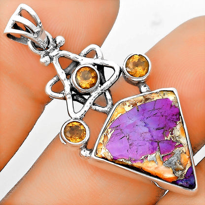 Spiny Oyster Turquoise & Citrine Pendant P-1095 SDP135665