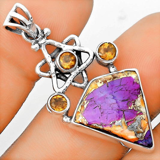 Spiny Oyster Turquoise & Citrine Pendant P-1095 SDP135665