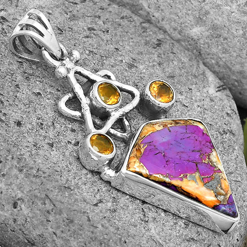 Spiny Oyster Turquoise & Citrine Pendant P-1095 SDP135665