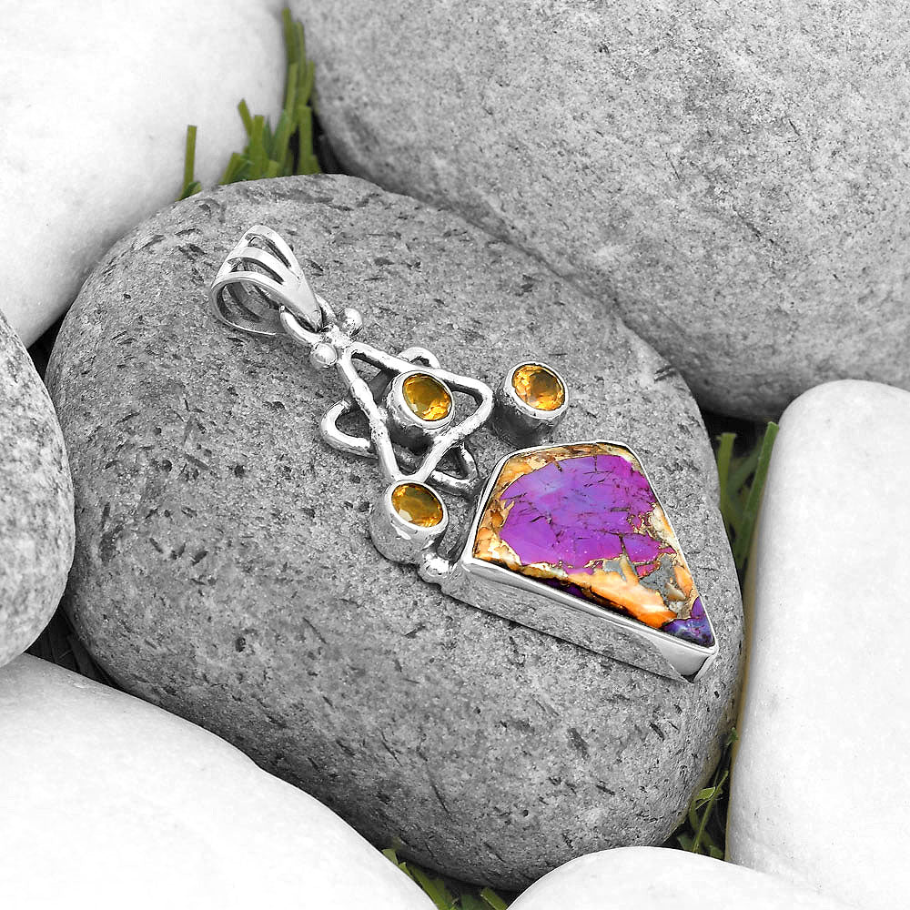 Spiny Oyster Turquoise & Citrine Pendant P-1095 SDP135665