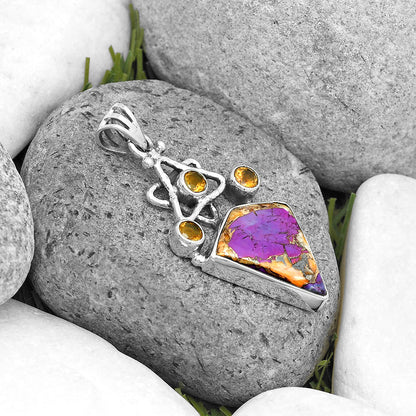 Spiny Oyster Turquoise & Citrine Pendant P-1095 SDP135665