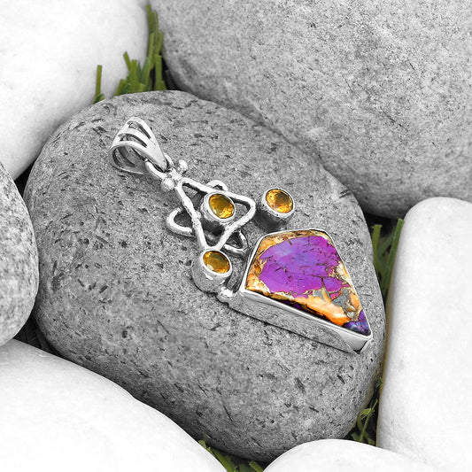 Spiny Oyster Turquoise & Citrine Pendant P-1095 SDP135665