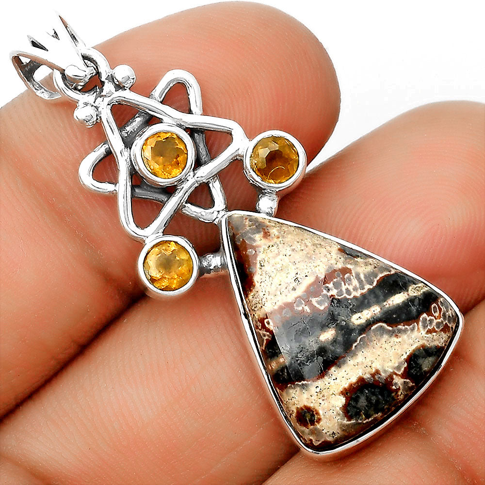 Natural Viper Skin Jasper & Citrine Pendant P-1095 SDP135671