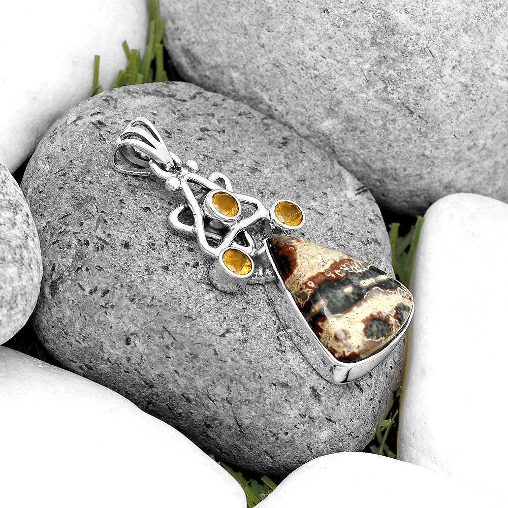 Natural Viper Skin Jasper & Citrine Pendant P-1095 SDP135671