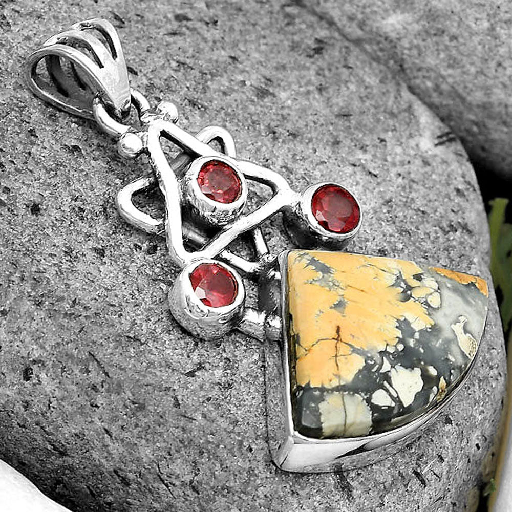 Maligano Jasper - Indonesia & Garnet Pendant P-1095 SDP135674