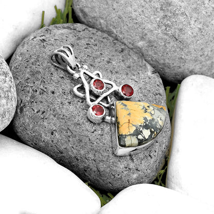 Maligano Jasper - Indonesia & Garnet Pendant P-1095 SDP135674