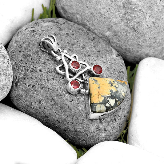 Maligano Jasper - Indonesia & Garnet Pendant P-1095 SDP135674