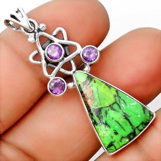 Green Matrix Turquoise & Amethyst Pendant P-1095 SDP135676