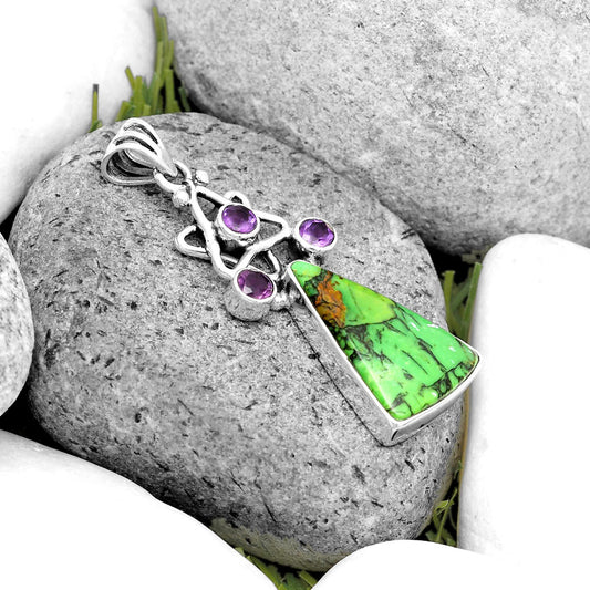 Green Matrix Turquoise & Amethyst Pendant P-1095 SDP135676