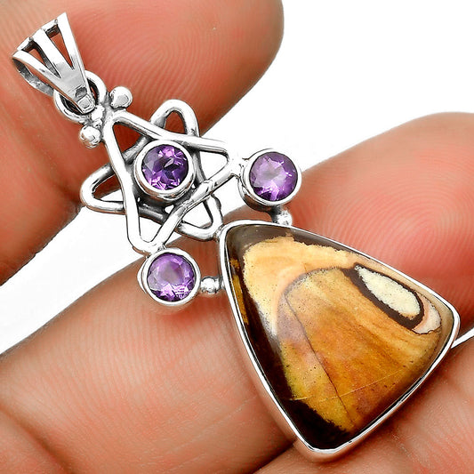 Natural Outback Jasper & Amethyst Pendant P-1095 SDP135682