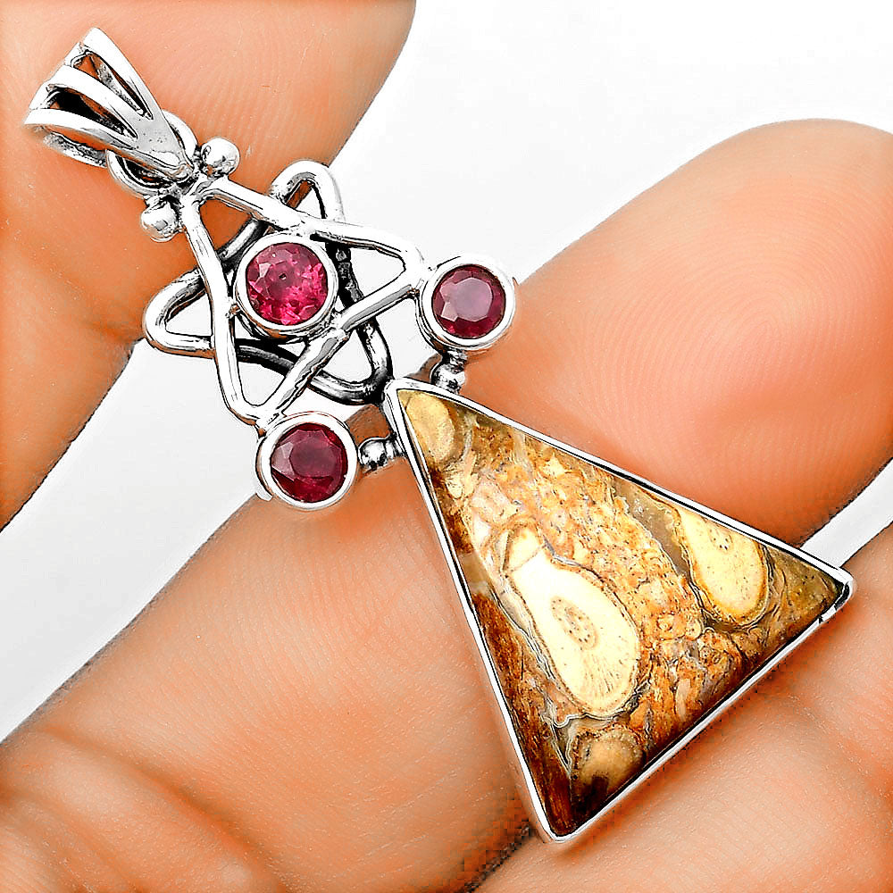 Natural Rock Calcy & Purple Garnet Pendant P-1095 SDP135687