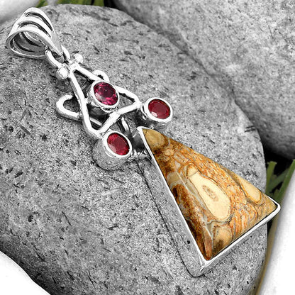 Natural Rock Calcy & Purple Garnet Pendant P-1095 SDP135687