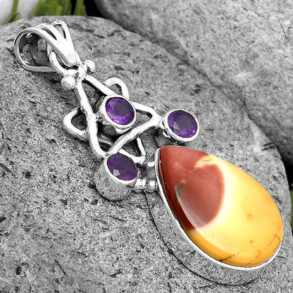 Natural Red Mookaite & Amethyst Pendant P-1095 SDP135688