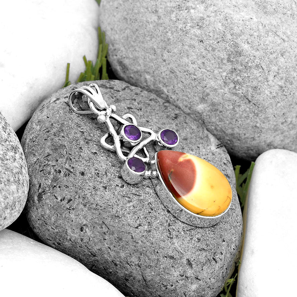 Natural Red Mookaite & Amethyst Pendant P-1095 SDP135688