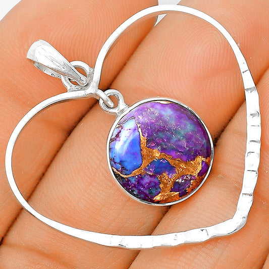 Heart Natural Copper Purple Turquoise Pendant P-1103 SDP135823