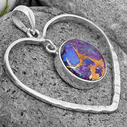 Heart Natural Copper Purple Turquoise Pendant P-1103 SDP135823