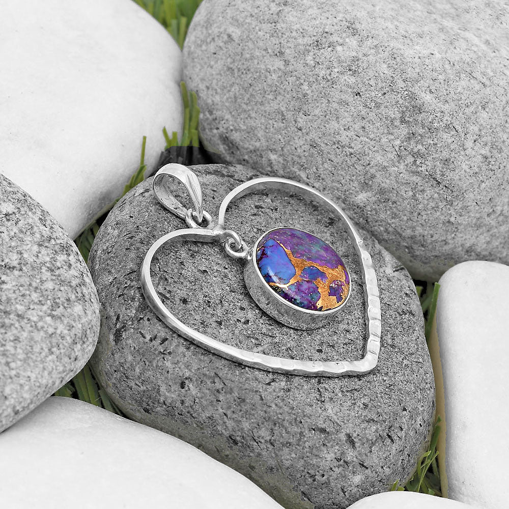 Heart Natural Copper Purple Turquoise Pendant P-1103 SDP135823