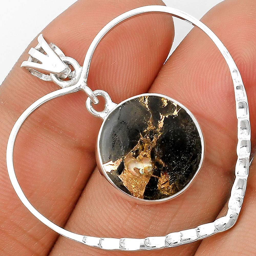 Heart - Natural Copper Abalone Shell Pendant P-1103 SDP135833